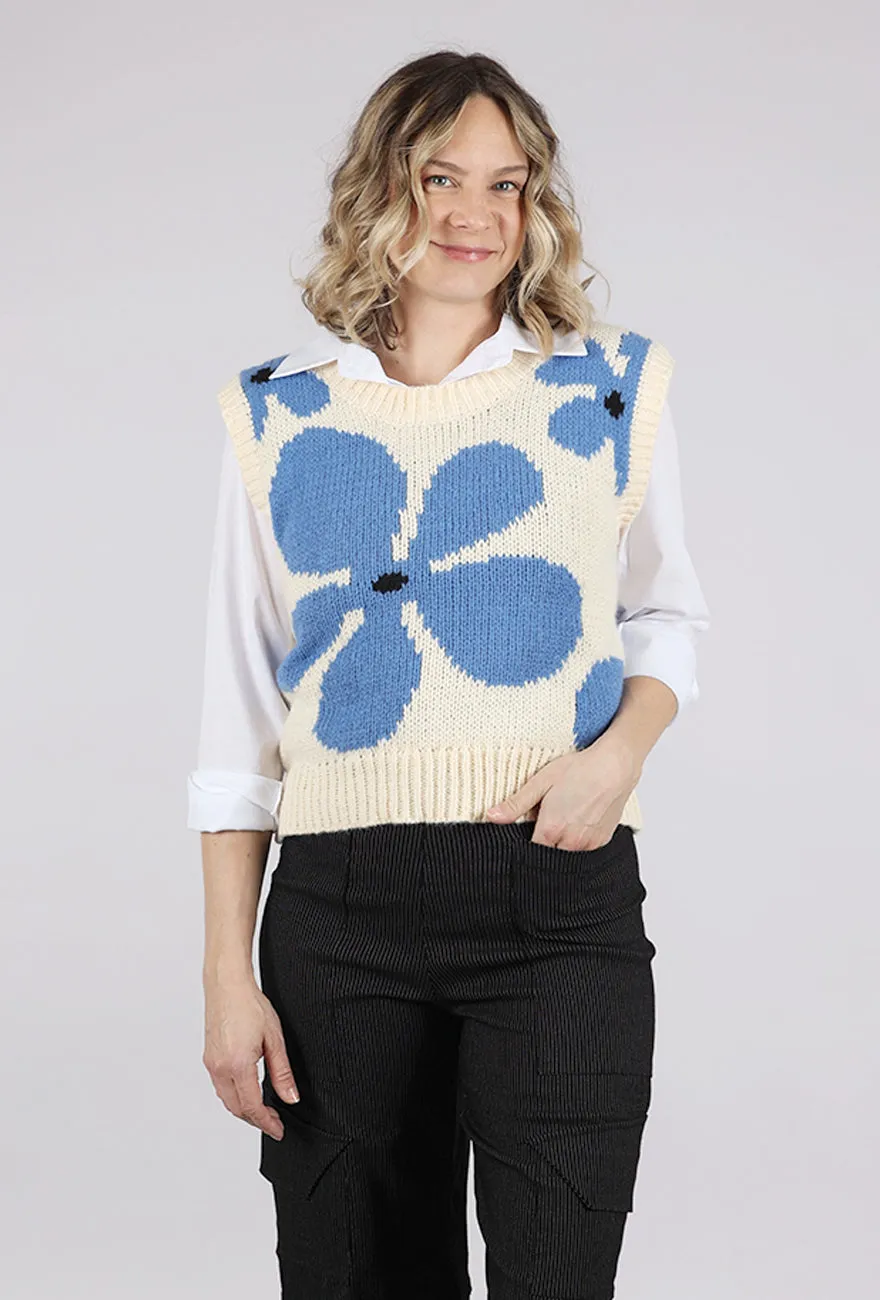 Floral Knit Vest, Ivory Smart cold-weather piece Lightweight sweater