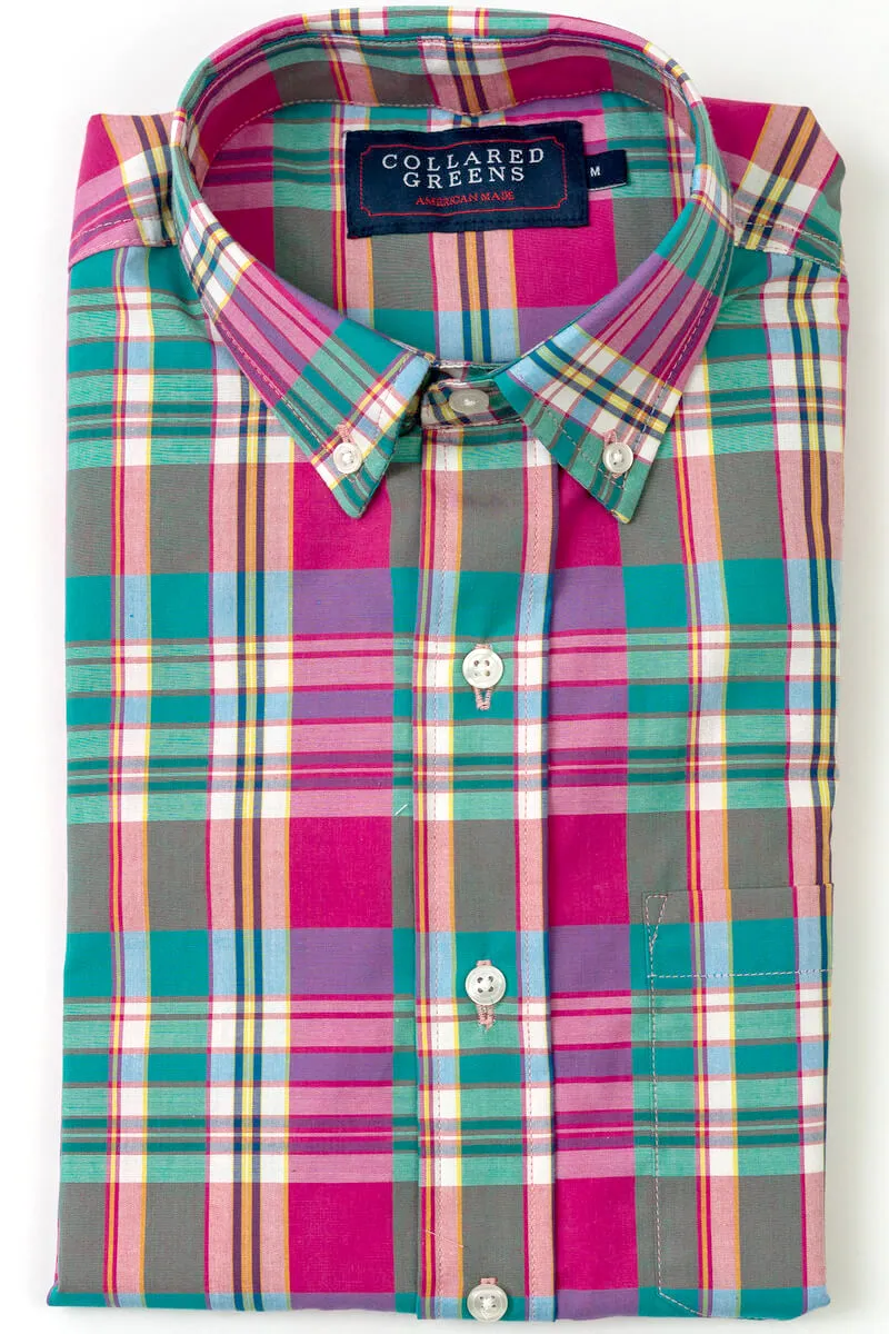 Thickened Warm Dover: Brookline Button Down - Pink/Mint (S)