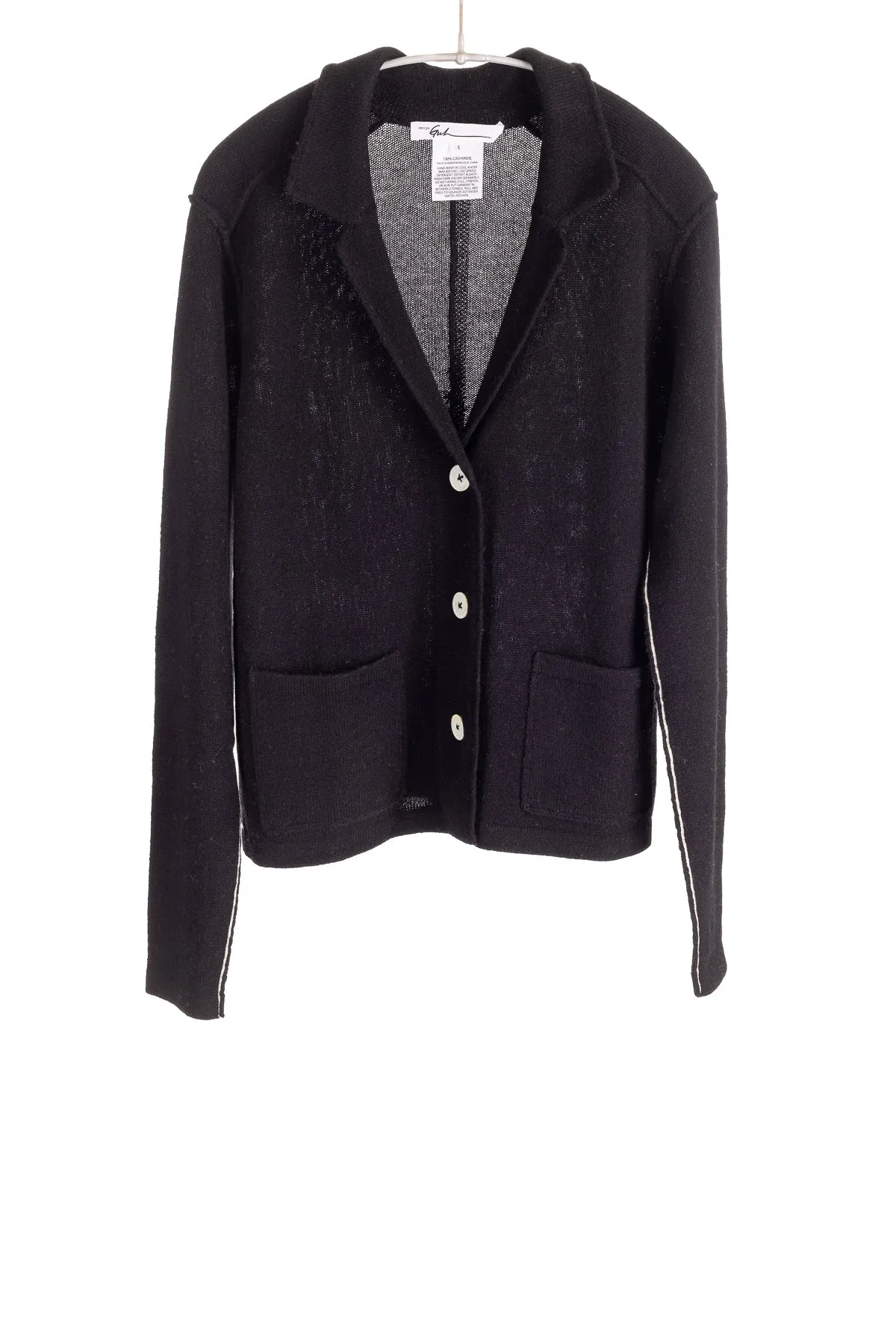 Three Button Black Jacket Elegant Texture