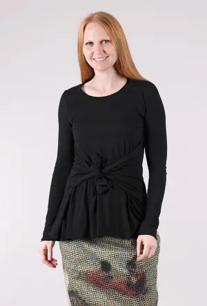 Casual Fashion Street Ready Tie Detail T-Shirt, Black