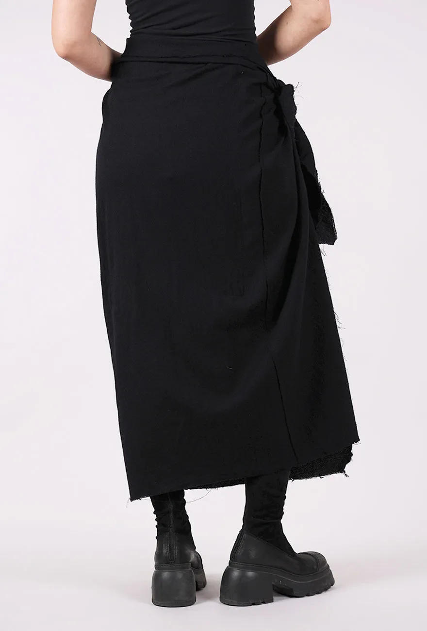 Tie Side Wool Skirt, Black Festival Ready
