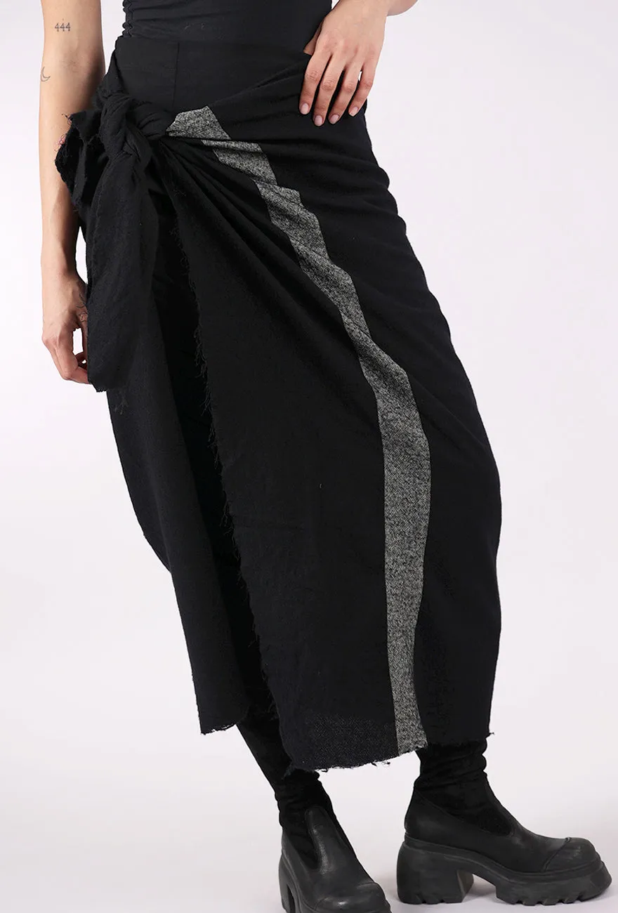 Tie Side Wool Skirt, Black Festival Ready