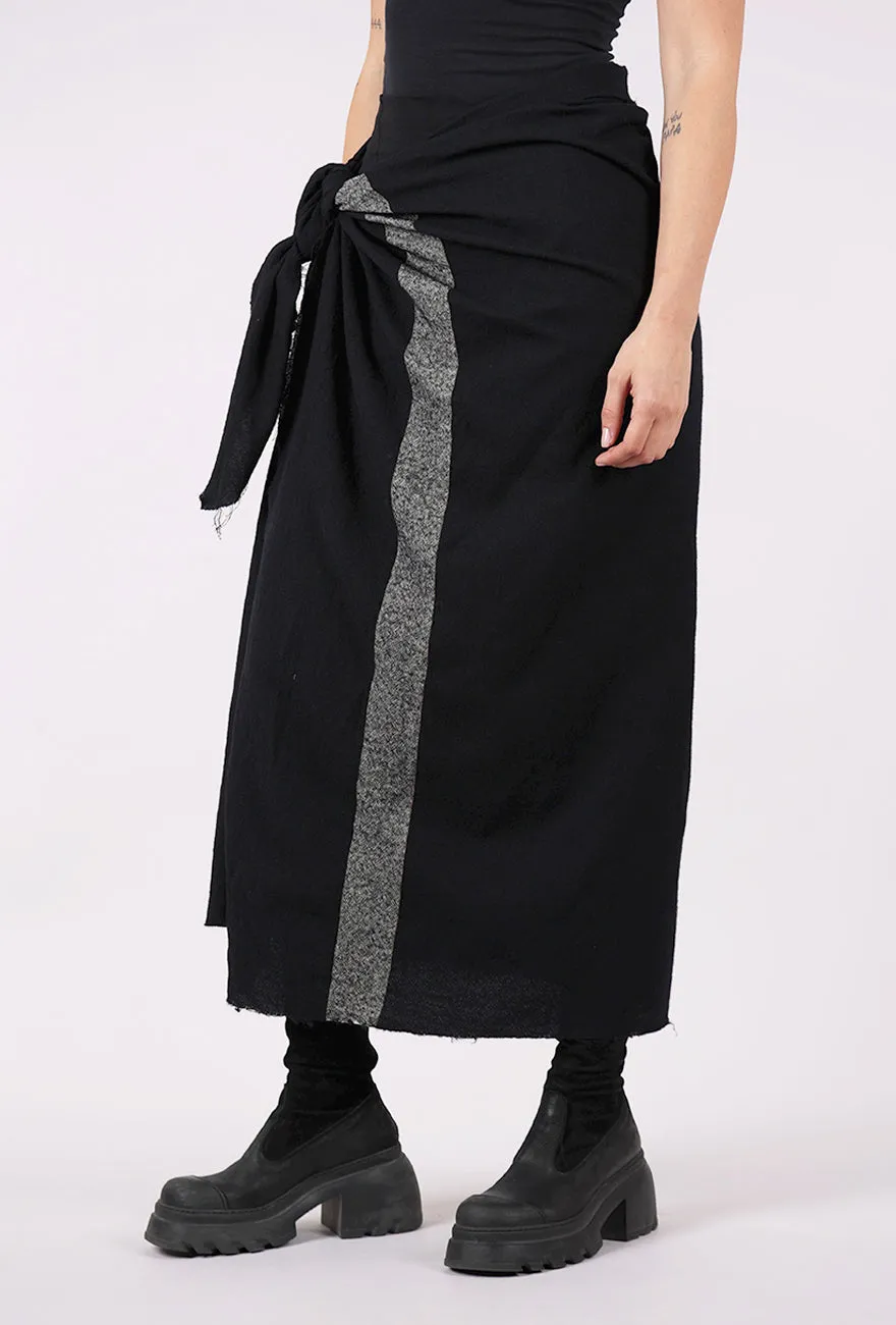 Tie Side Wool Skirt, Black Festival Ready