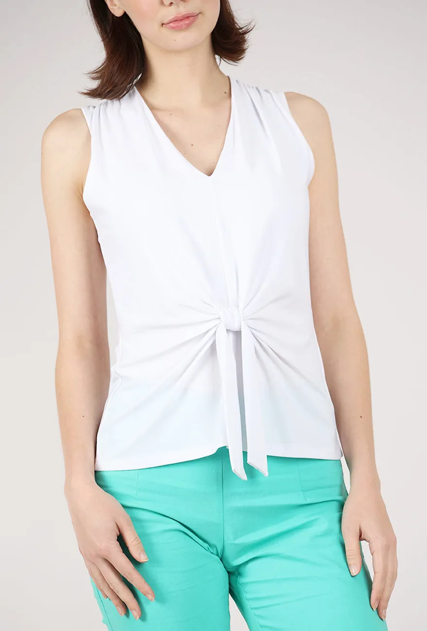 Timeless Appeal V-Neck Tie Shell, White