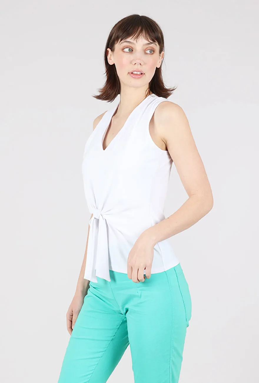 Timeless Appeal V-Neck Tie Shell, White