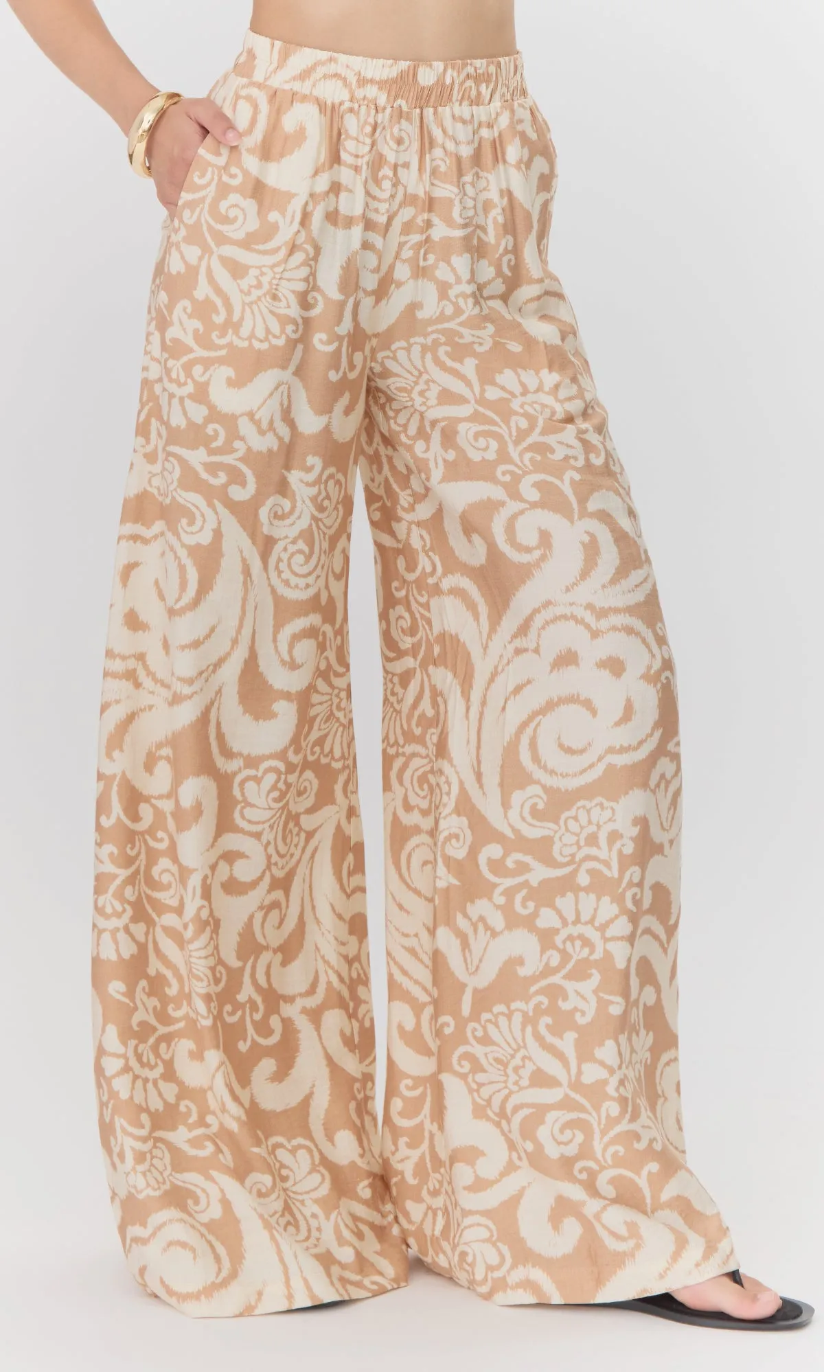 Timeless Look Demi Print Wide Leg Pull Over Pants