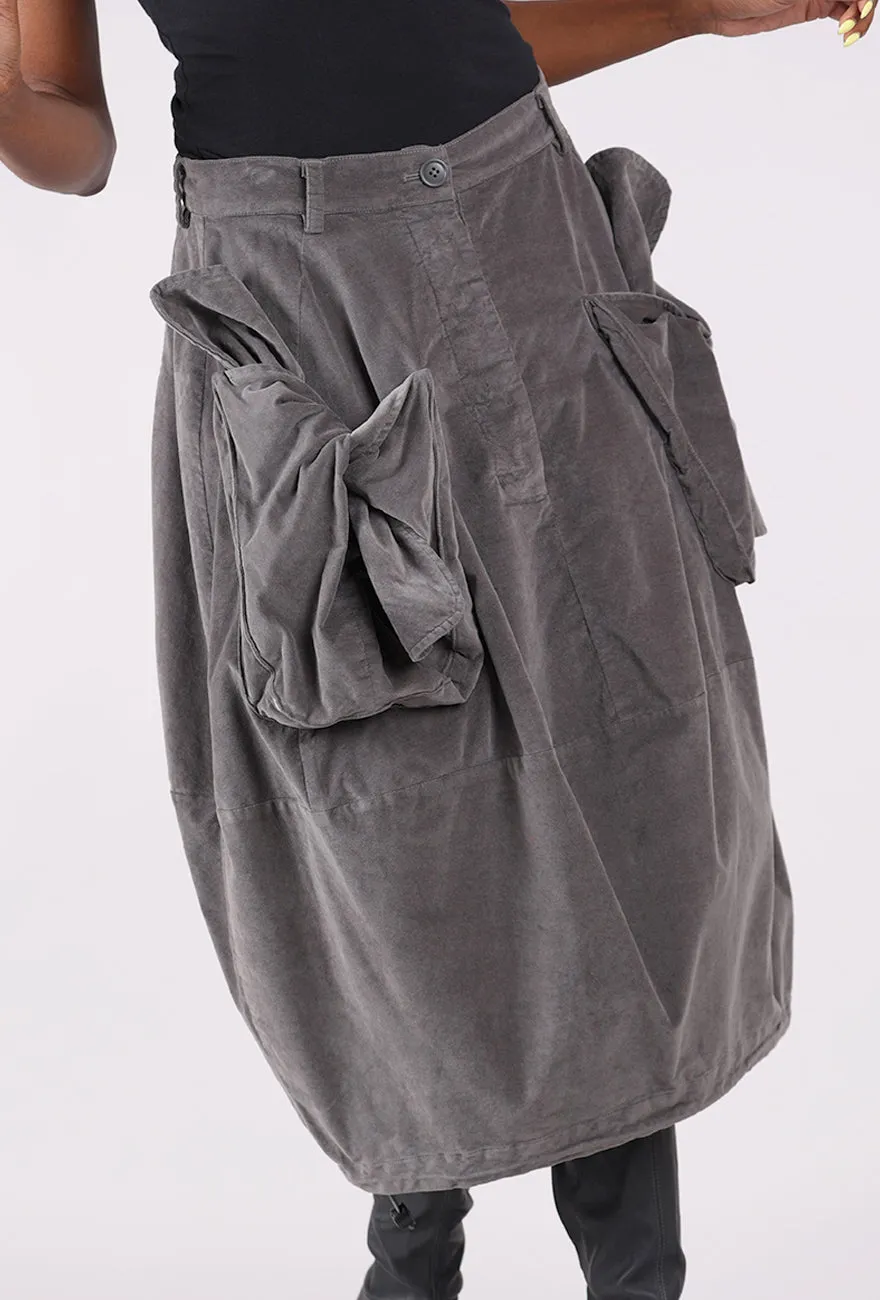 Timeless Mood Velveteen Pocket Skirt, Dark Gray