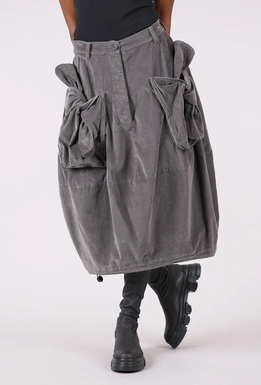 Timeless Mood Velveteen Pocket Skirt, Dark Gray