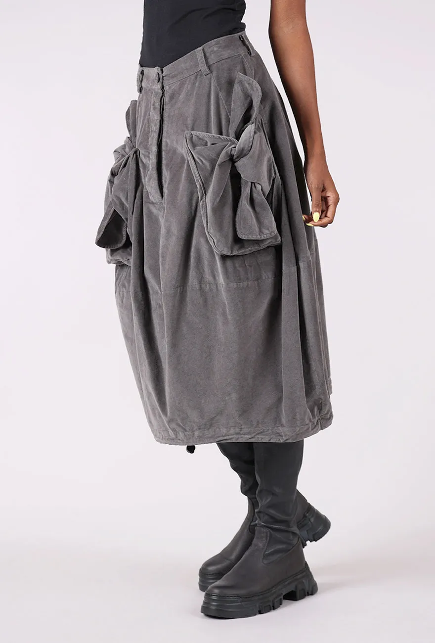 Timeless Mood Velveteen Pocket Skirt, Dark Gray