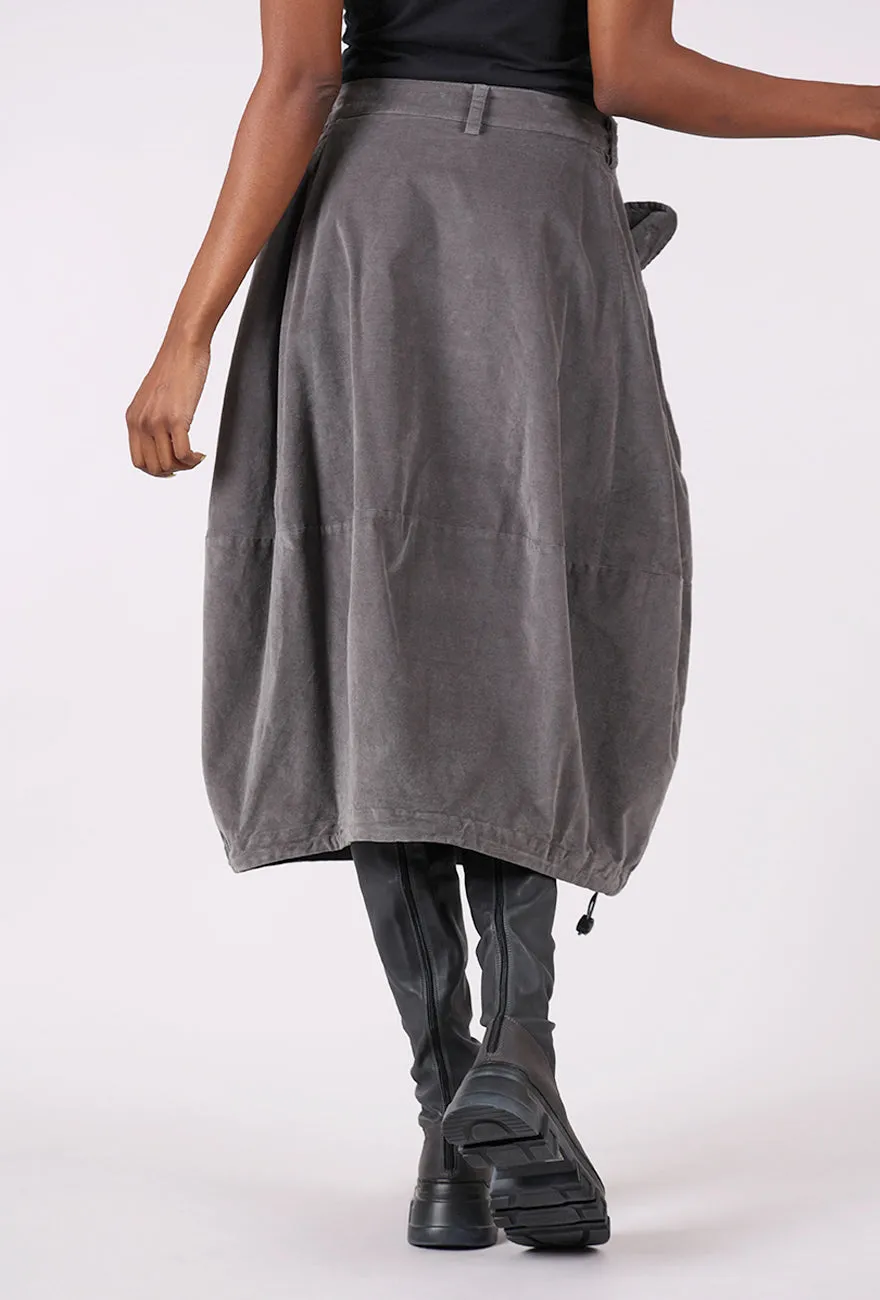 Timeless Mood Velveteen Pocket Skirt, Dark Gray