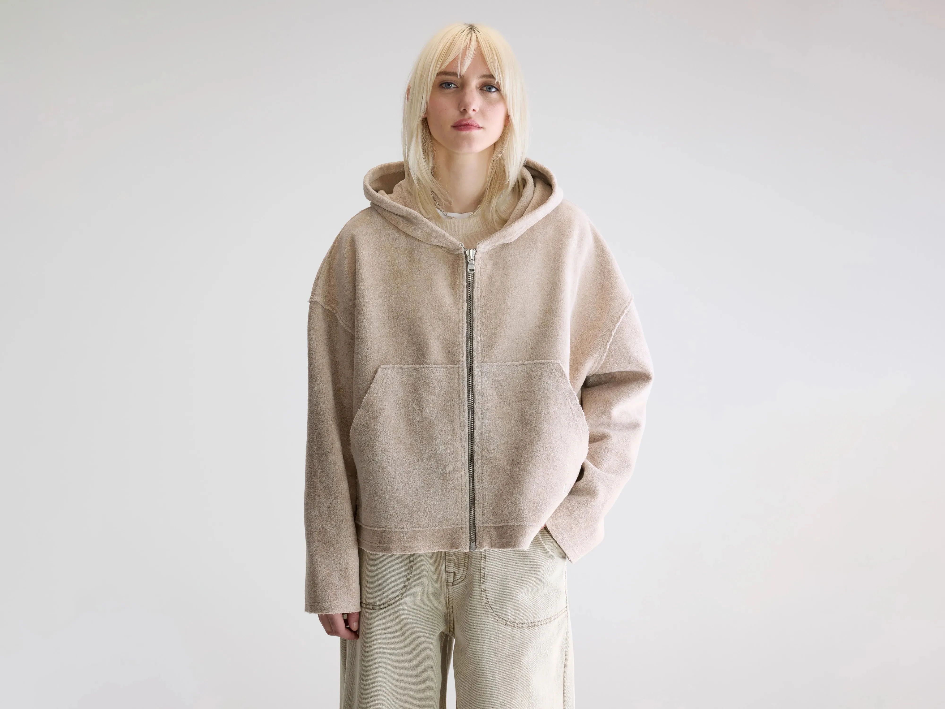 product beach relaxation vibe Fannel terry hoodie (252 / W / STONE)