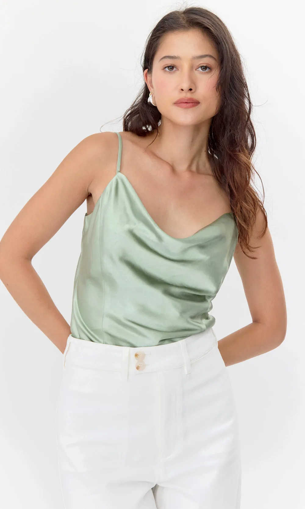 Timeless Style Ettie Cowl Neck Cropped Cami
