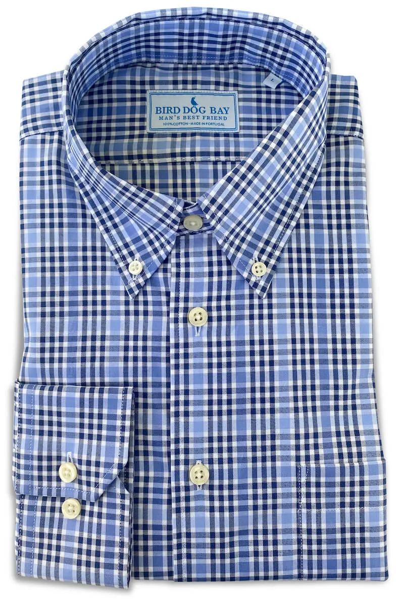Topstitch Decorative Turpin: Woven Cotton Shirt - Blues