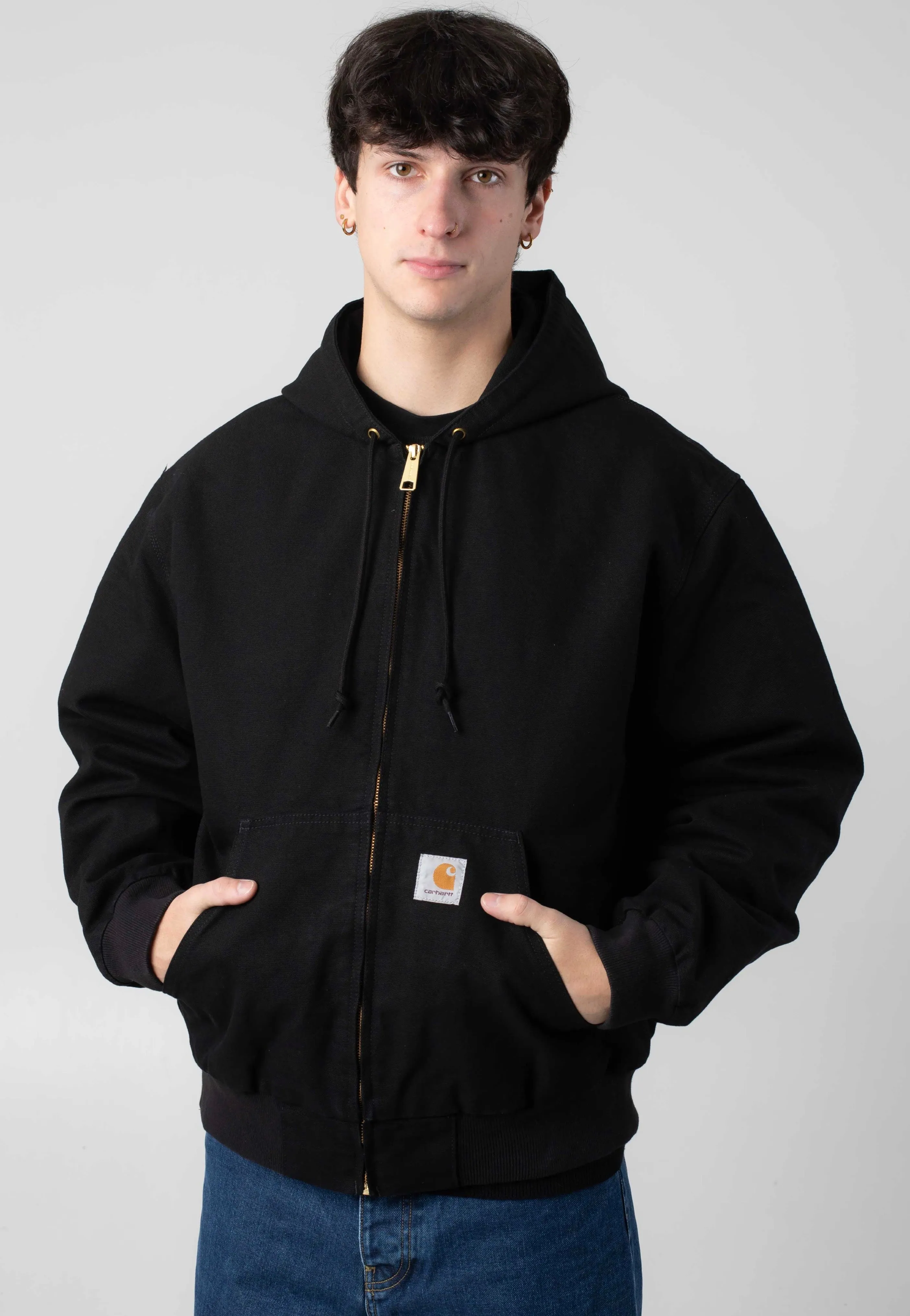 Carhartt WIP - OG Active Rinsed Black - Jacket mid-length snap-up