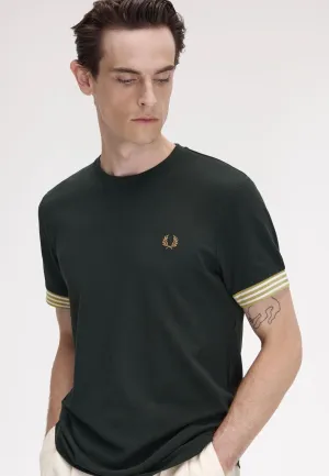 Fred Perry - Striped Cuff Night Green - T-Shirt Versatile Outfit Long Sleeve