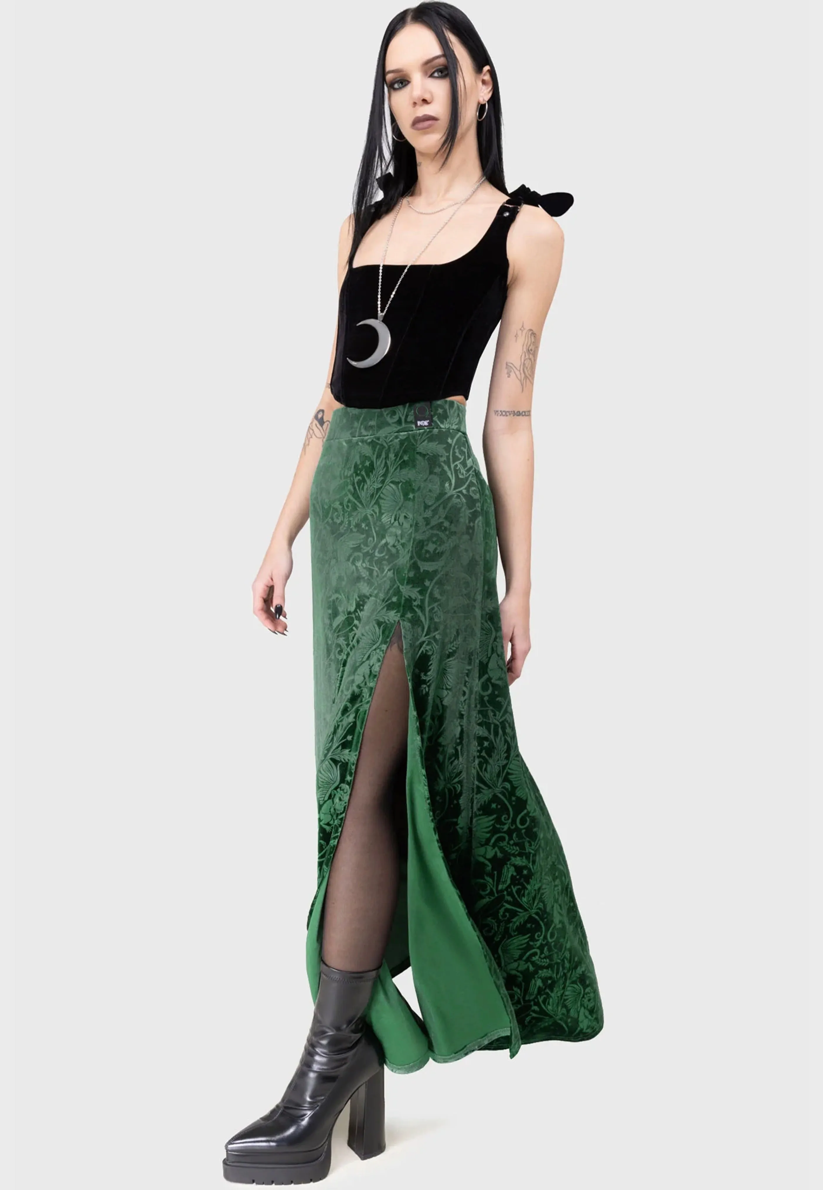 Travel Outfit Killstar x Wizard Of OZ - Emerald Envy Maxi Green - Skirt
