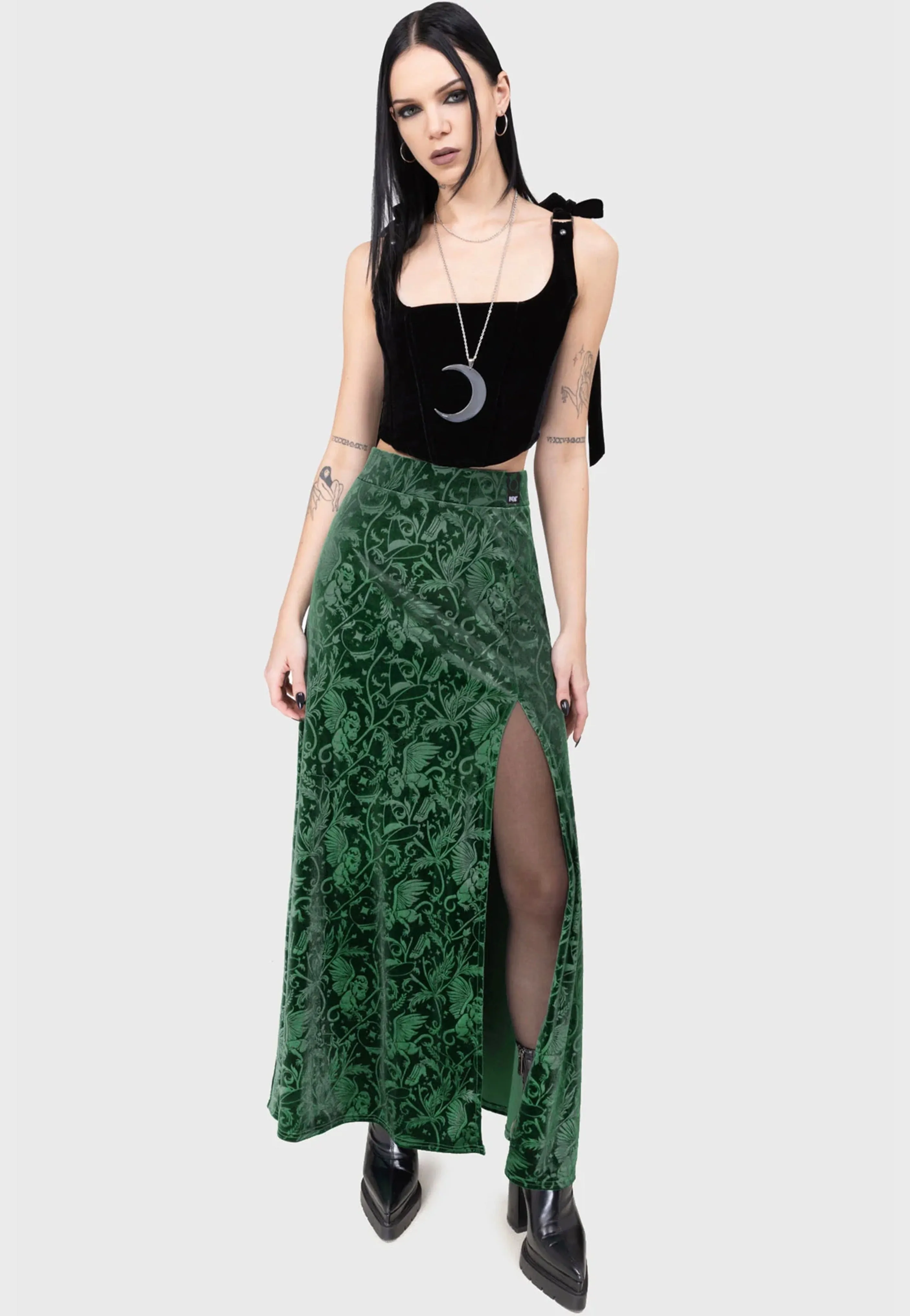 Travel Outfit Killstar x Wizard Of OZ - Emerald Envy Maxi Green - Skirt