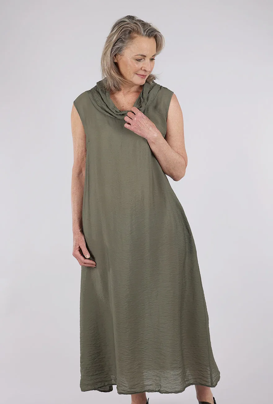 Front Detail Bright Vibe Parachute Cowl Maxi Dress, Clay