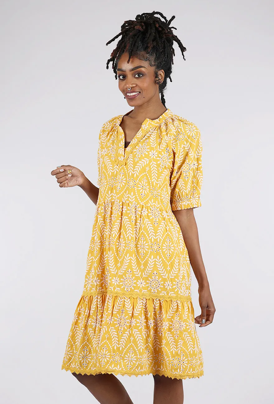 Trendy Outfittings Boho Eyelet Dress, Golden Sun