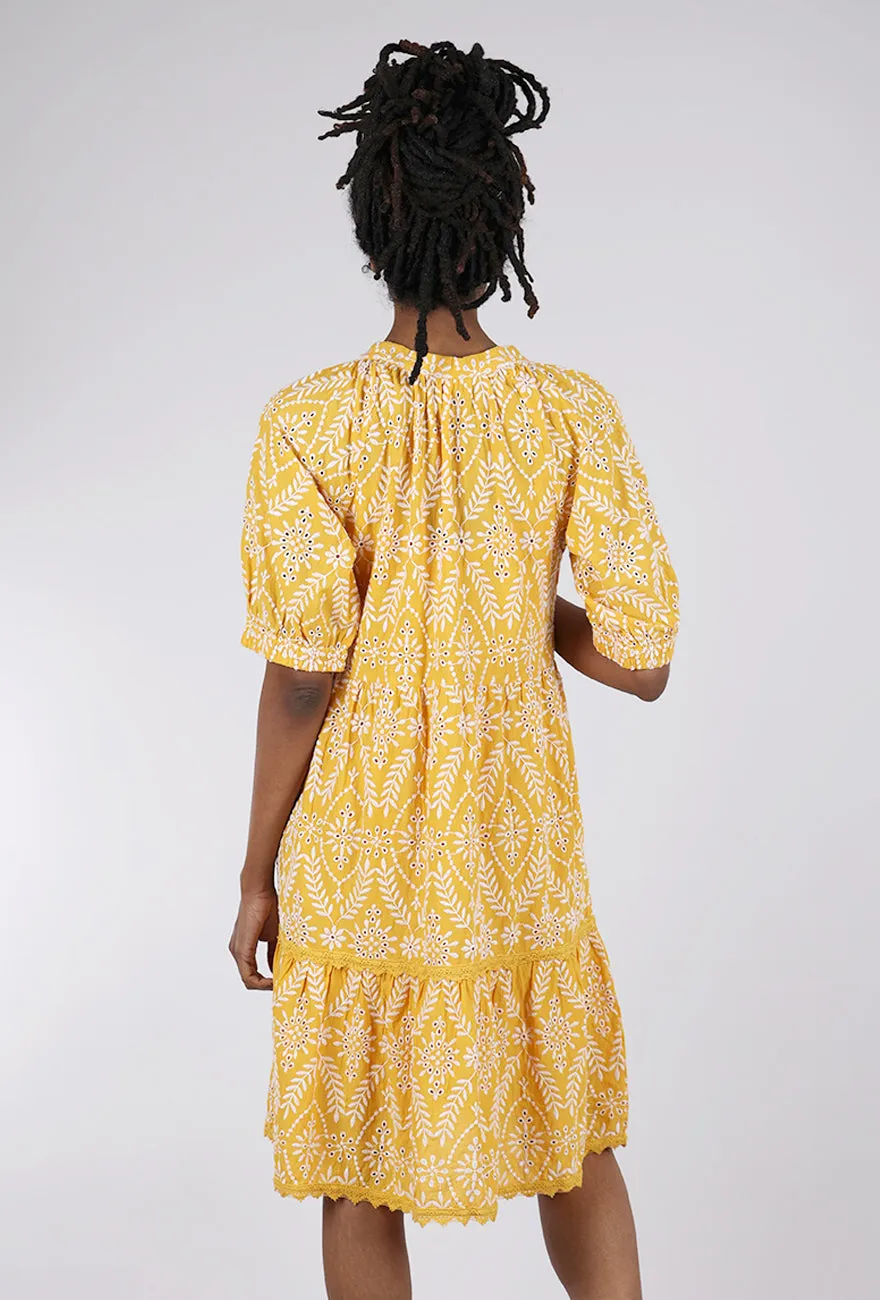 Trendy Outfittings Boho Eyelet Dress, Golden Sun