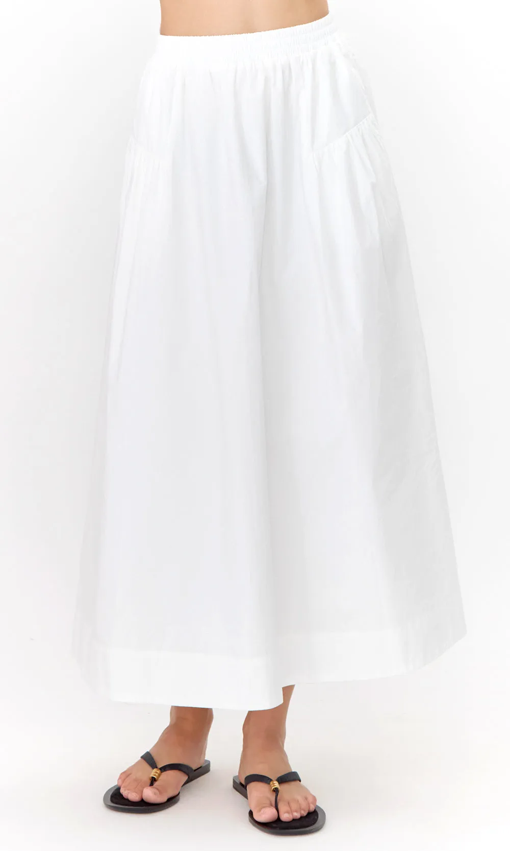 Trendy Waistband Ana Poplin A Line Midi Skirt