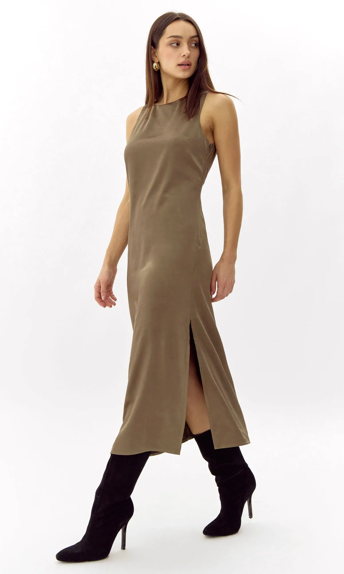 Trina Satin Midi Dress Artistic Look