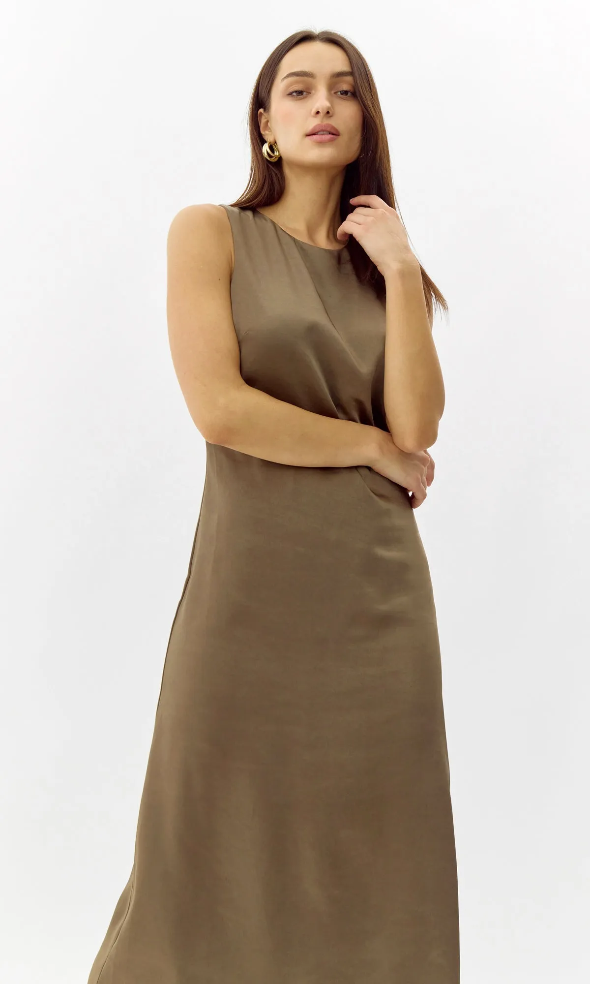 Trina Satin Midi Dress Artistic Look