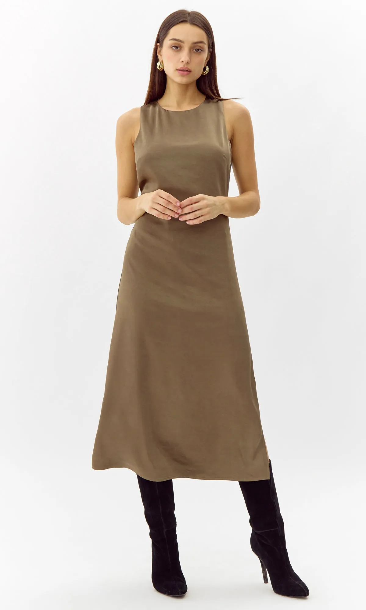 Moon Beam Trina Satin Midi Dress