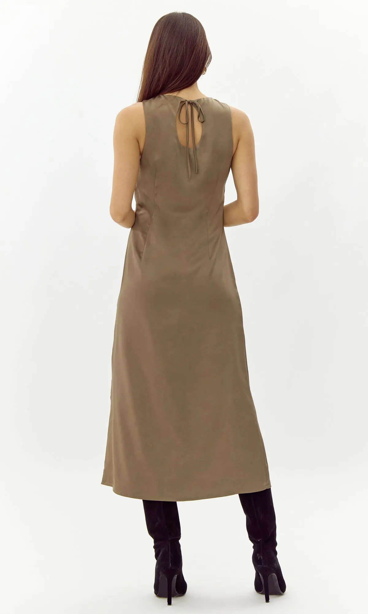 Trina Satin Midi Dress Artistic Look