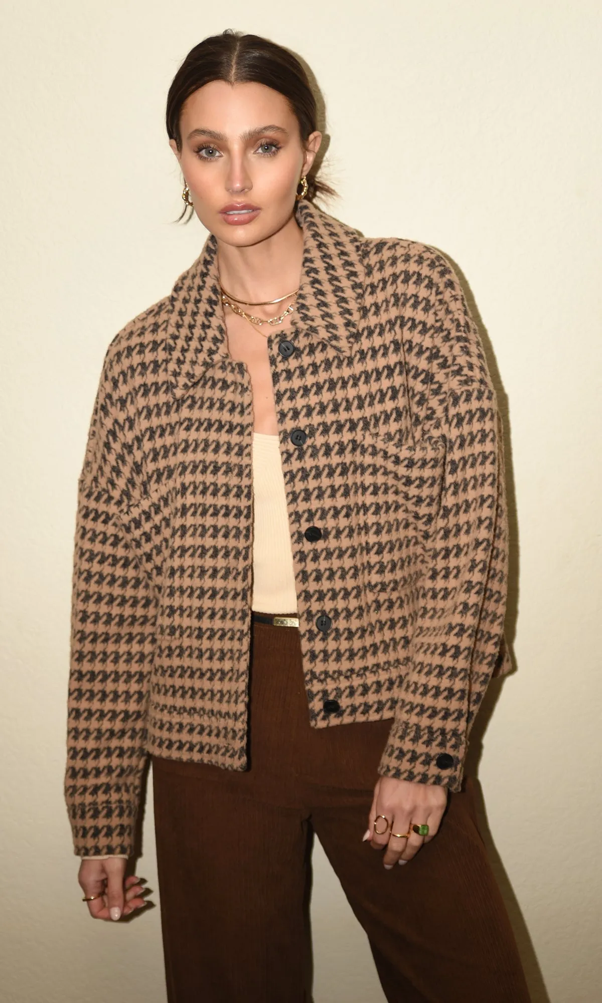 Tristan Houndstooth Cozy Knit Jacket Stylish Fit