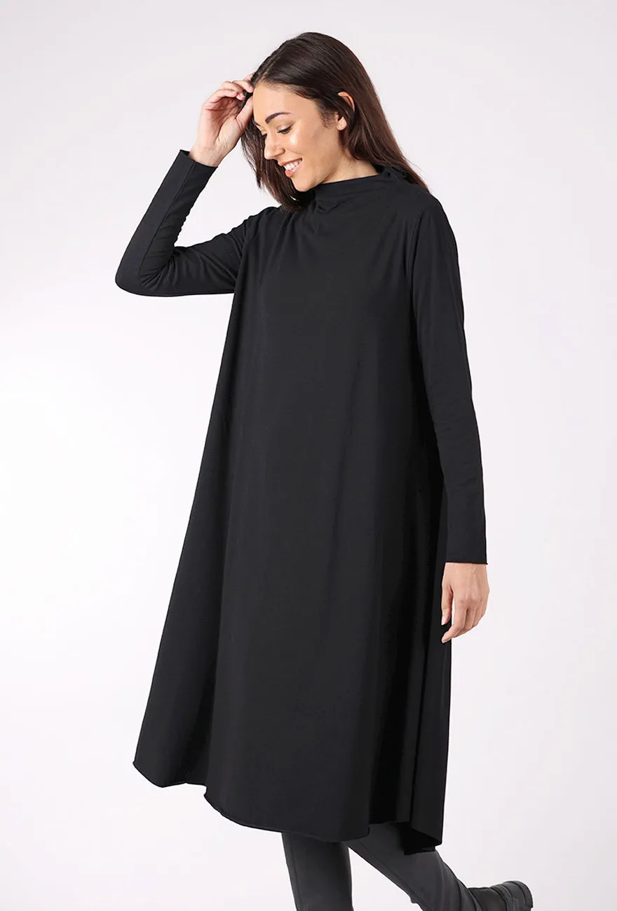 Tuck Detail Jersey Dress, Black Bold Design