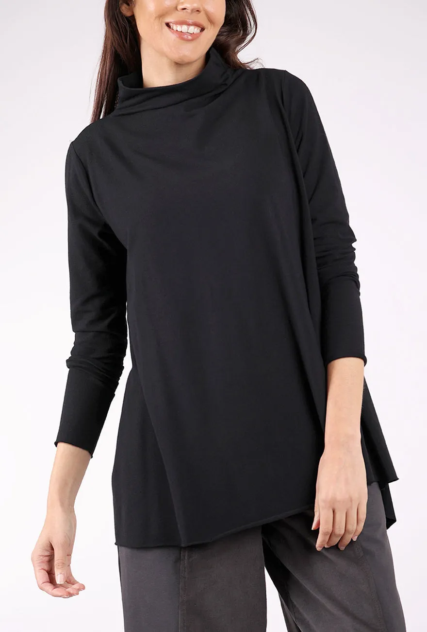 Tuck Detail Knit Top, Black Soft Lines