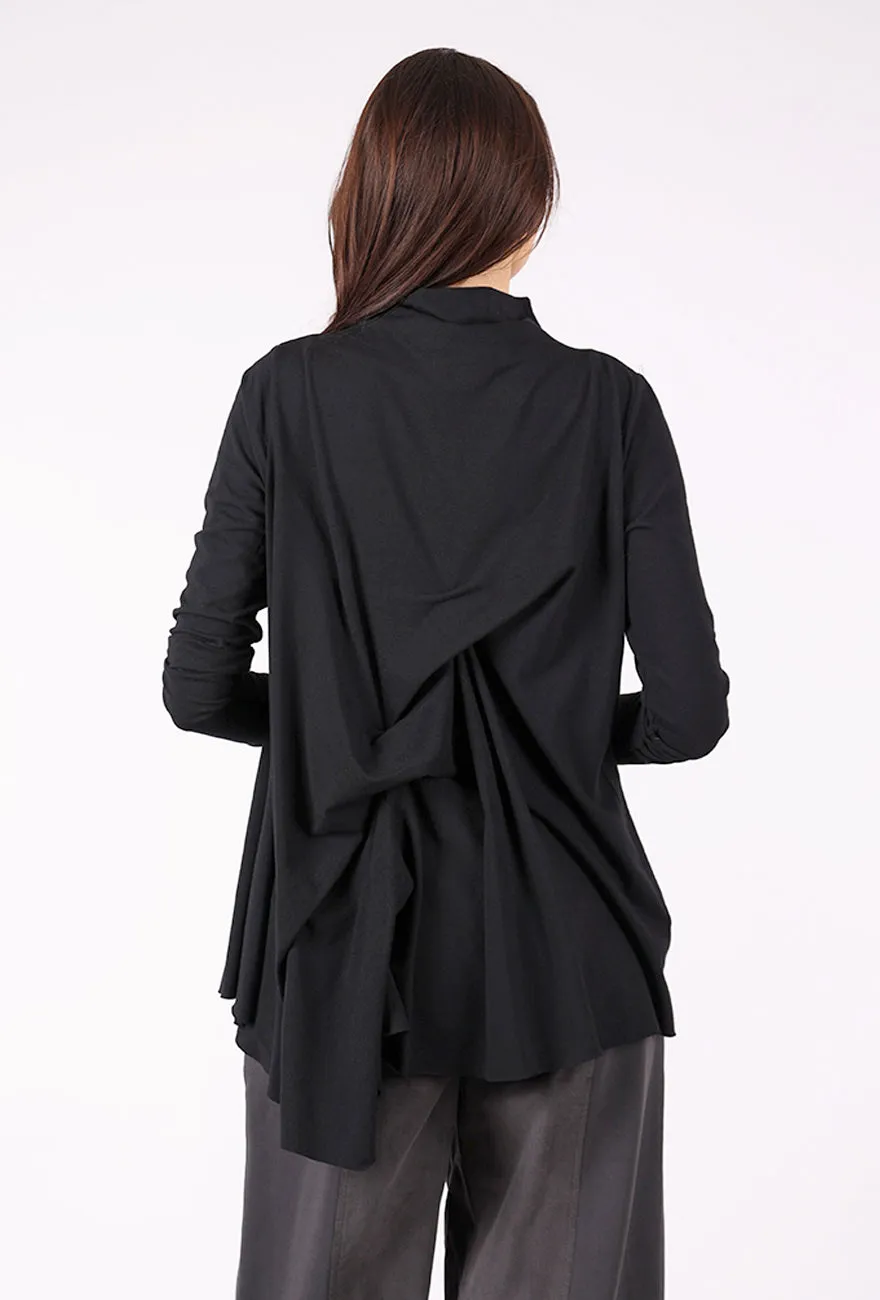 Tuck Detail Knit Top, Black Soft Lines