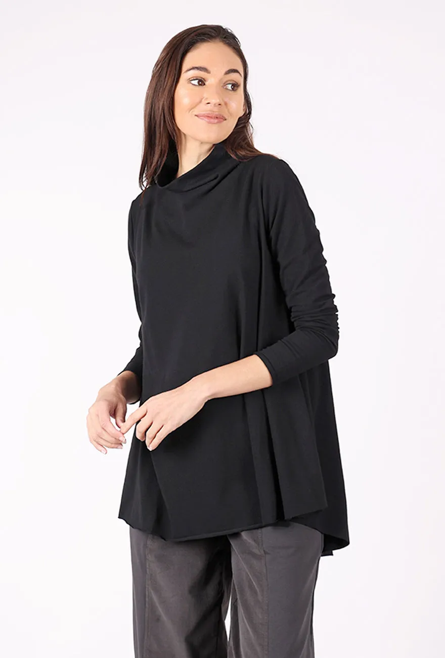 Tuck Detail Knit Top, Black Soft Lines