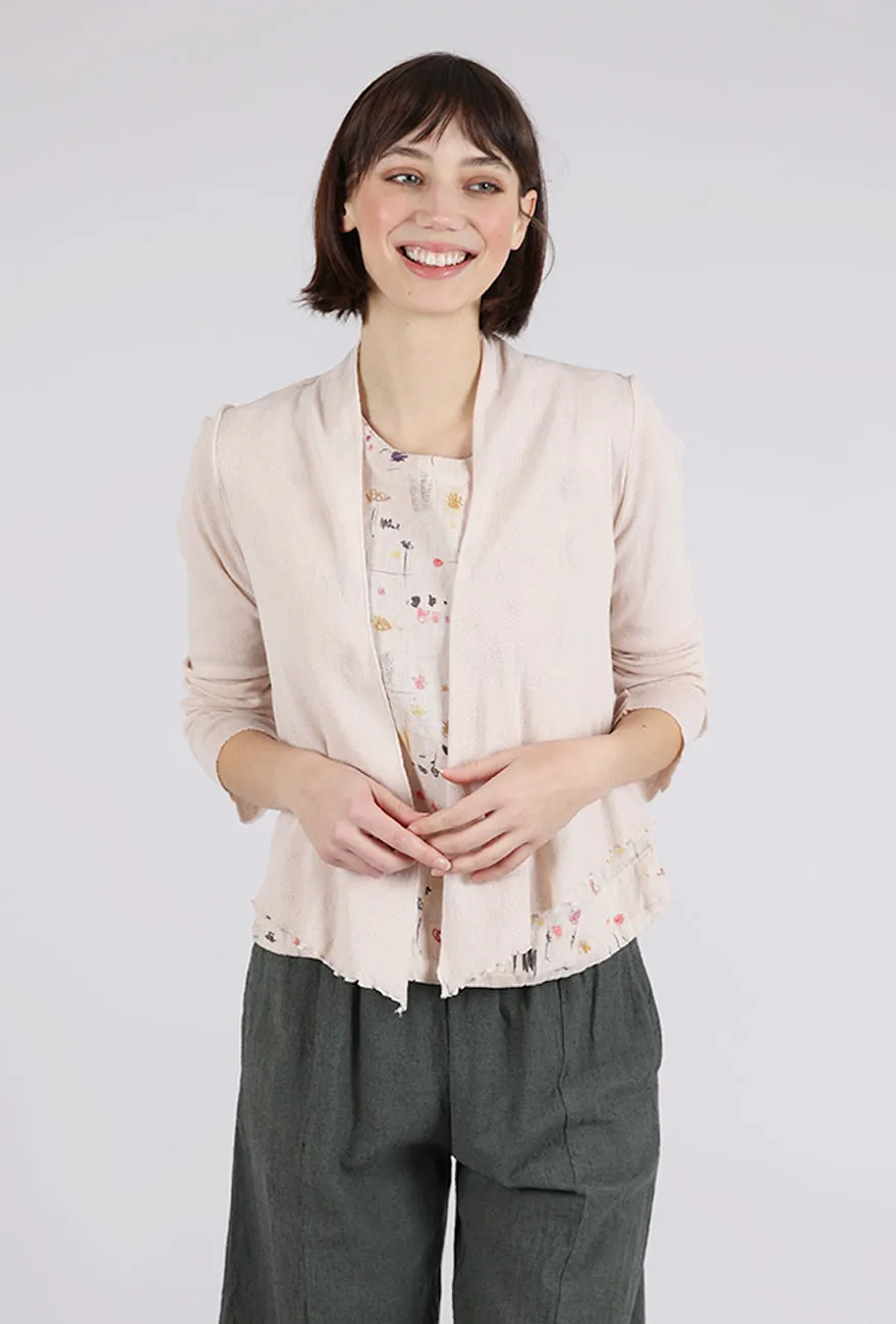 Textured winter sweater Tulle Mesh Cropped Cardie, Pearly