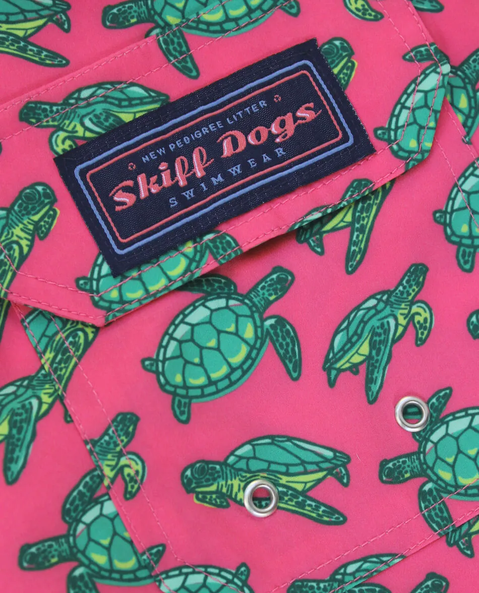 Turtle Tour: Kid's Swim Trunks - Coral suitable for cycling