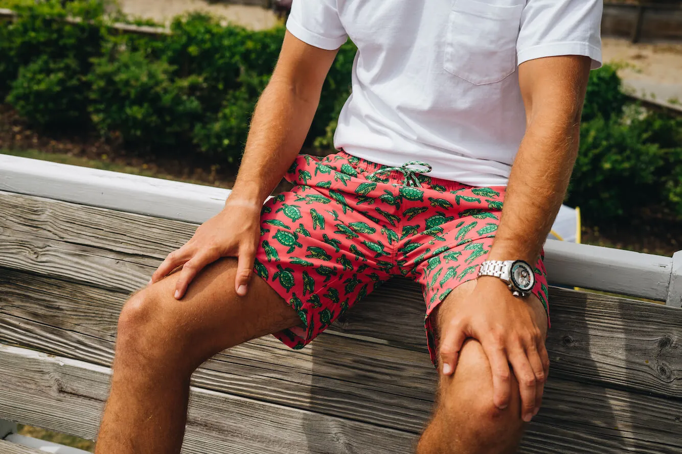 Turtle Tour: Swim Trunks - Coral Good for Sailing