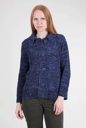 Cold-weather sweater Comfortable ribbed sweater Tweedy Chenille Cardigan, Navy