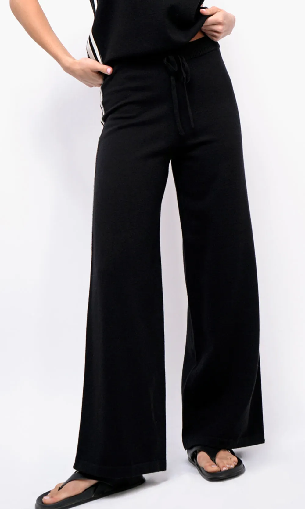 Ultimate Comfort Julien Wide Leg Athletic Stripe Knit Pants