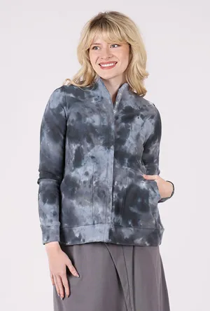Mock-Neck Knit Jacket, Gray Chill Commute Fit Breathable Lining Design
