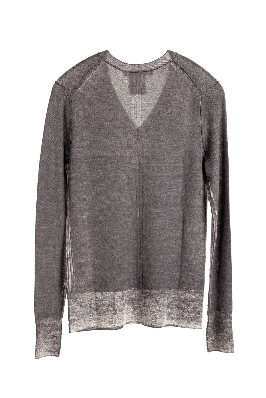 Understated Detail Printed V Neck Grey Crew