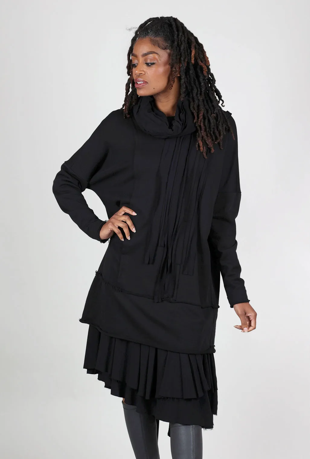 Silky Finish Vivienne Oversized Dress, Black