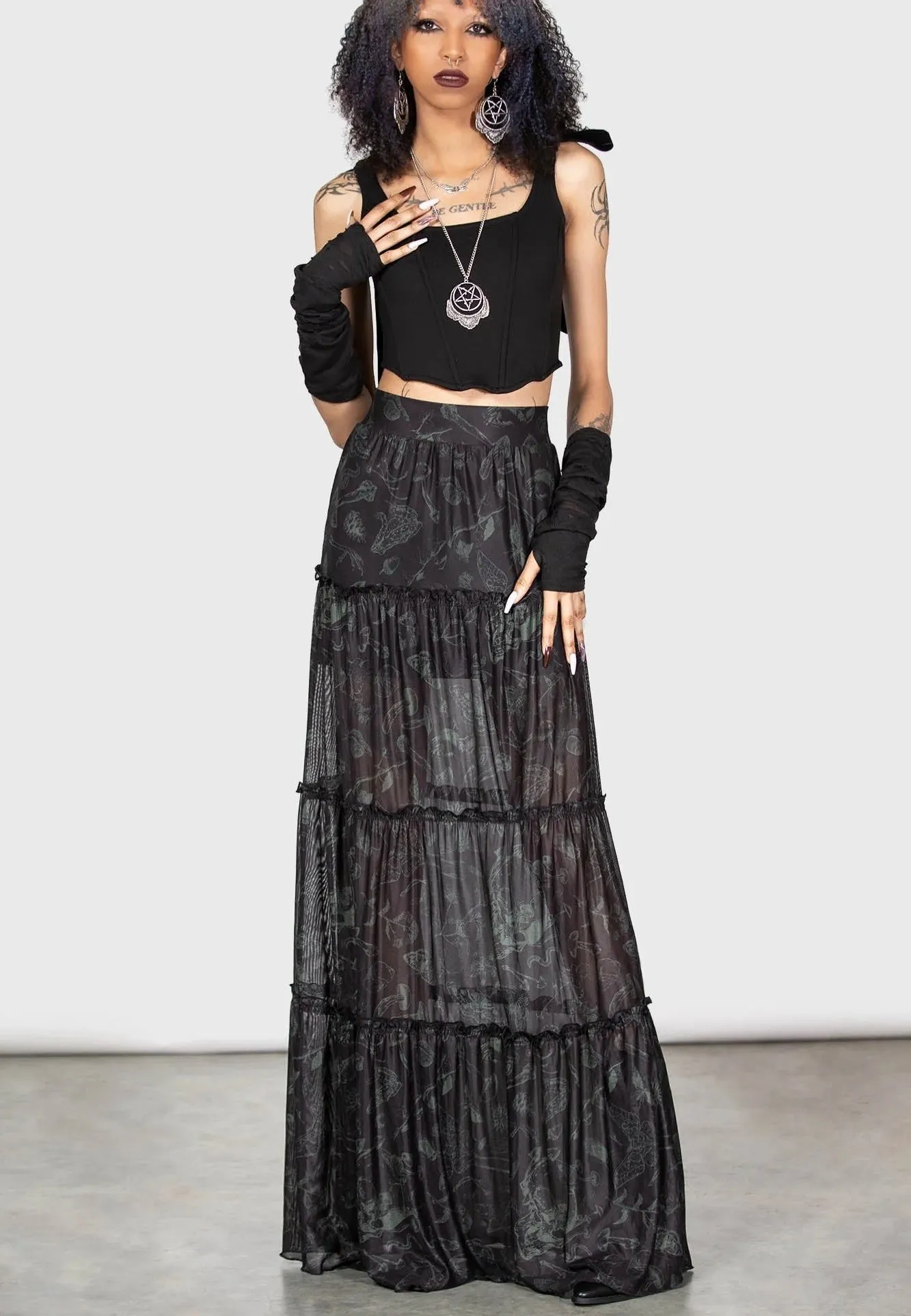 Urban Classic Killstar - Ghosted Woods Maxi - Skirt
