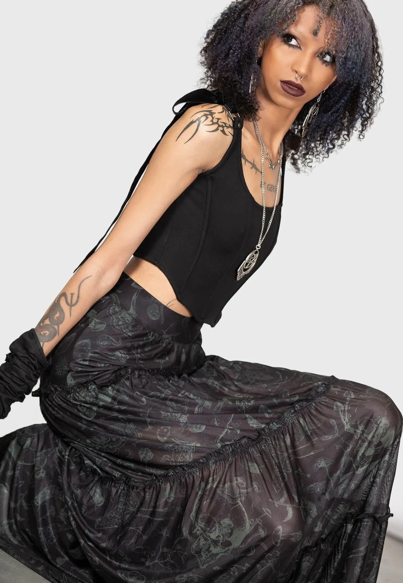 Urban Classic Killstar - Ghosted Woods Maxi - Skirt