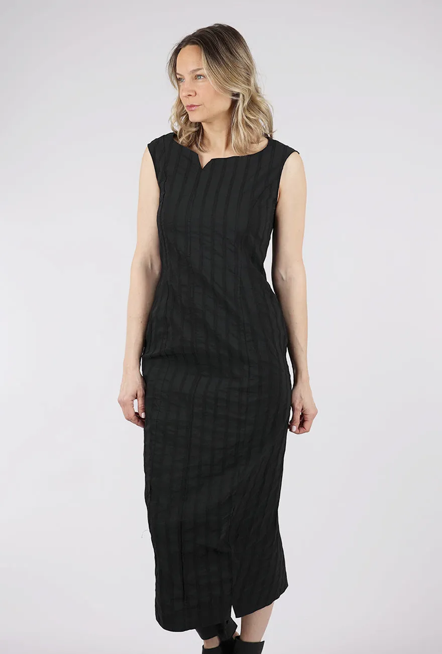 Urban Style Texture Stripe Slim Dress, Black