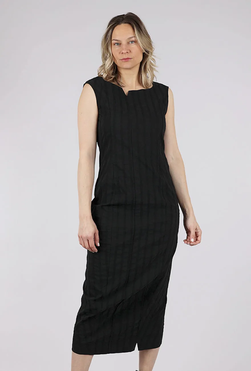 Texture Stripe Slim Dress, Black Peach Tone