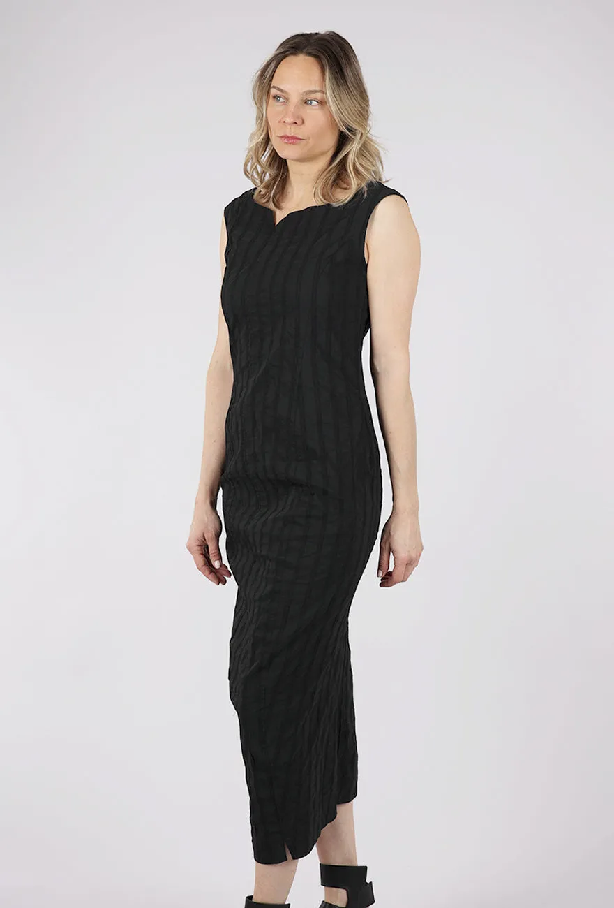 Urban Style Texture Stripe Slim Dress, Black