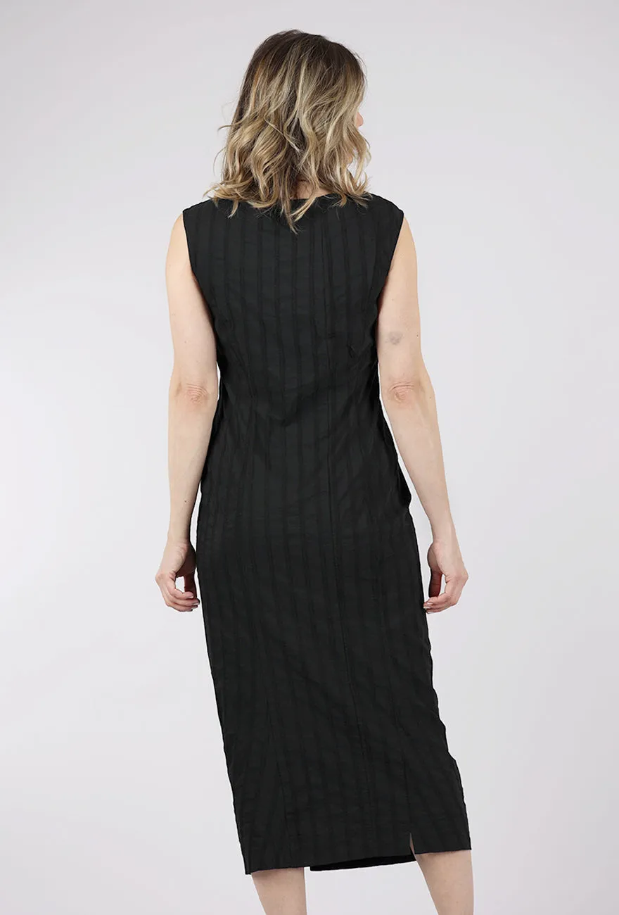 Urban Style Texture Stripe Slim Dress, Black