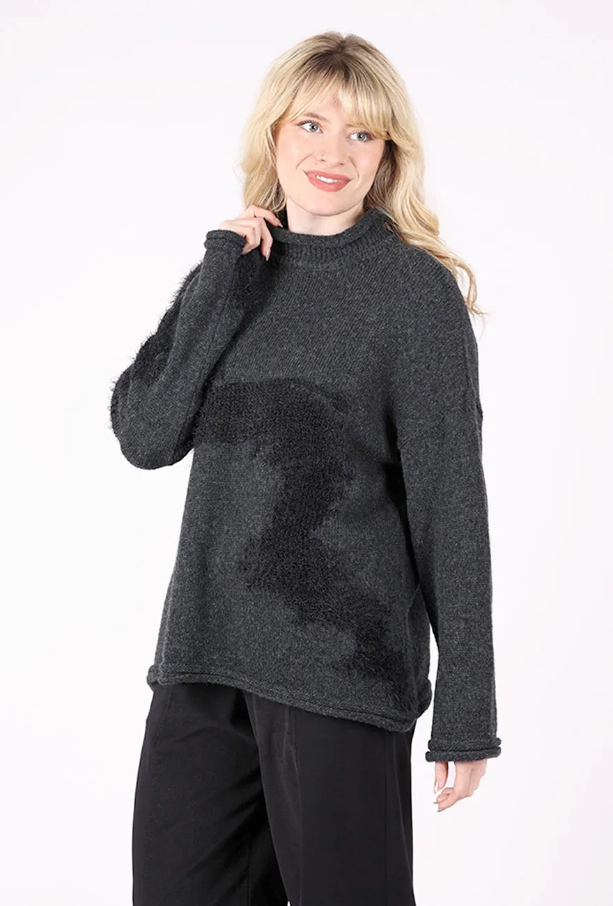 V-neck Slimming Texture Play Sweater, Gray
