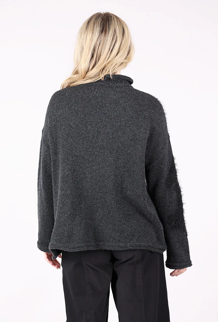 V-neck Slimming Texture Play Sweater, Gray